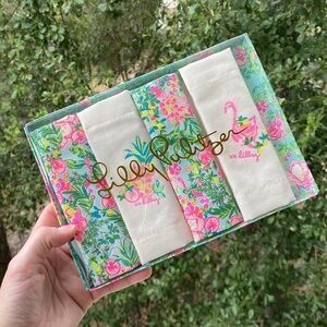 Lilly Pulitzer Fruity Flamingo Printed Cocktail Napkin Set of 4 NWT